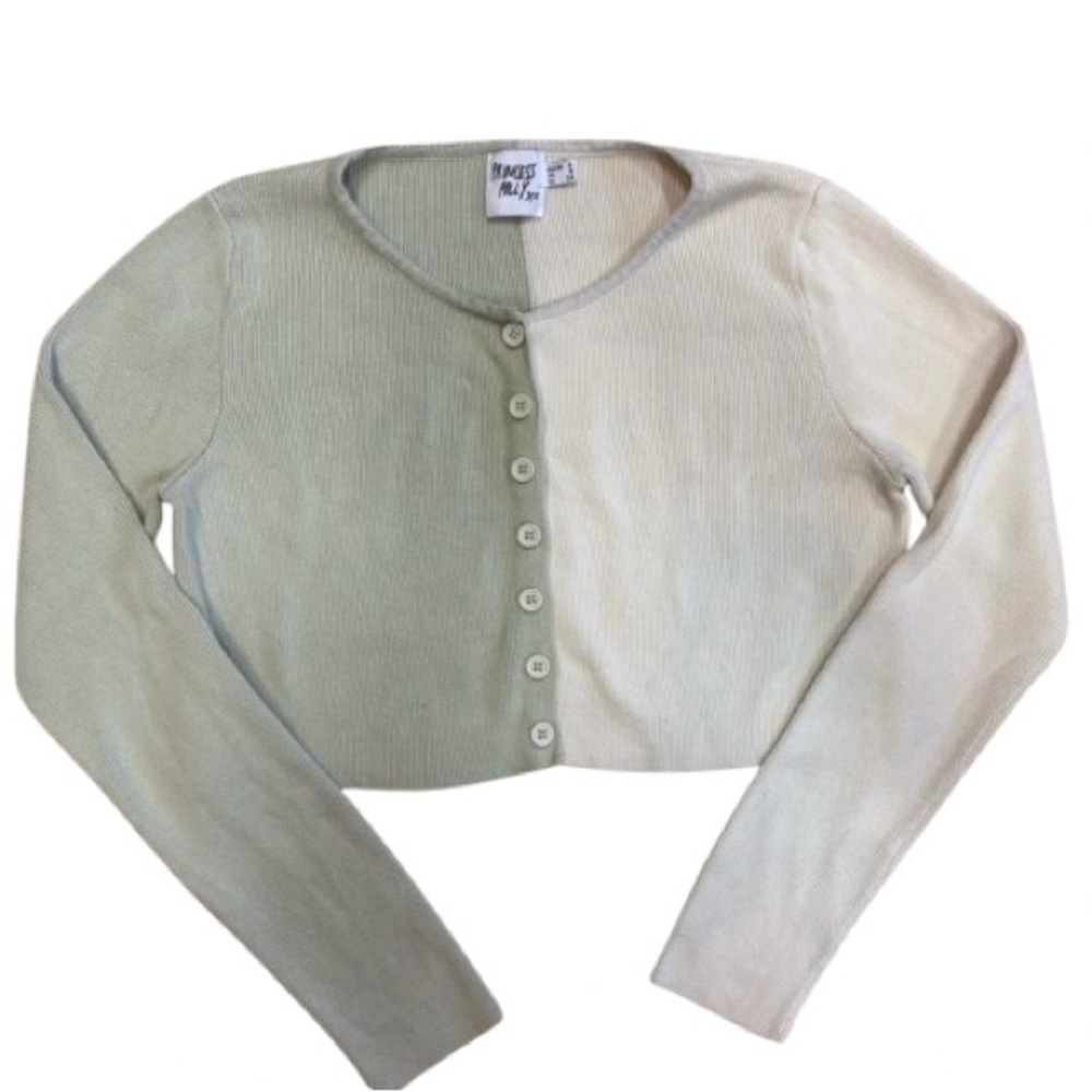 Princess Polly Two-Tone Ribbed Knit Cropped Cardigan Women’s Size 2 XS